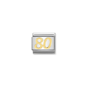 Celebrate a remarkable milestone with this Nomination Gold Number 80 Classic Composable Charm, designed for Nomination Classic Composable charm bracelets. Featuring a polished stainless steel