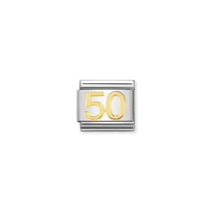 Nomination Gold Number 50 Classic Composable Charm 030109/42 | 50th Birthday Charm | McCloys Jewellery