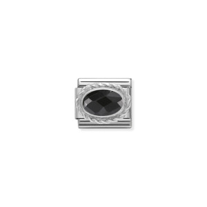 Nomination Silver Oval Black CZ Stone Composable Charm