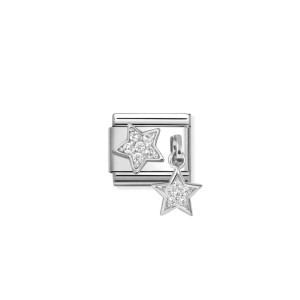 Nomination Silver CZ Pave Star and Hanging Star Composable Charm
