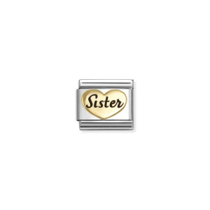 Nomination Gold Sister Heart Charm 030285/78 | McCloys Jewellery