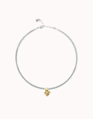 Silver Heart Necklace with Gold Detail | Women's Jewellery