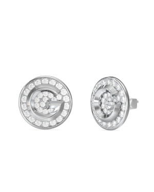 Guess G Crystal G Logo Silver Earrings - UBE05448RH