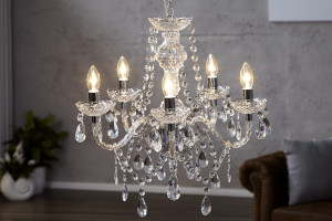 Lampa wisząca Cristal 5-ramienny transparentna