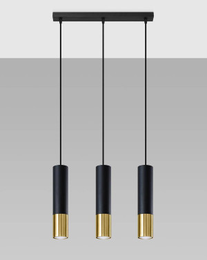 Lampa wisząca Loopez 3L czarny/złoty