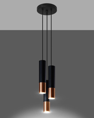 Lampa wisząca Loopez 3P czarny/miedź