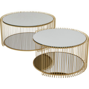 Zestaw stolików kawowych Wire Double Brass