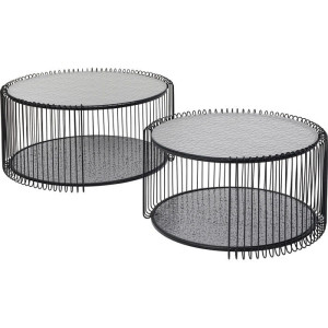 Zestaw stolików kawowych Wire Double Bubble Black