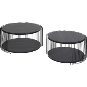 Zestaw stolików kawowych Wire Double Black Wood