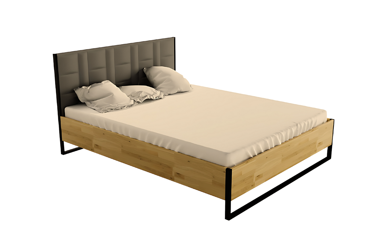 Łóżko metalowo-drewniane w stylu LOFT