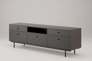 Nowoczesna szafka RTV Arrocco czarna anti-fingerprint