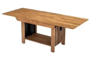 Podnoszona ława dębowa z lamelami i rozkładanym blatem