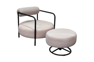 Designerski fotel Lima z podnóżkiem