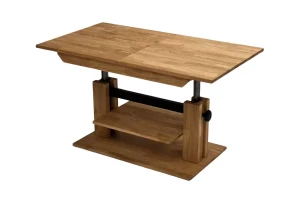 Rozkładana ława drewniana z drewnianą półką