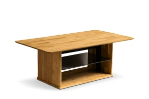 Regulowana ława dębowa ze szklaną półką