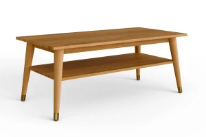 Ława dębowa z półką na drewnianych nogach Jora 52