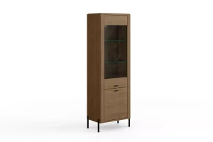 Wąska witryna drewniana na metalowych nogach Madera 75