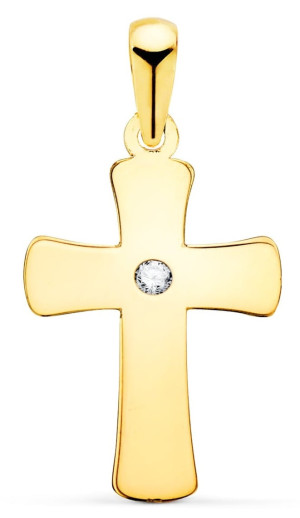 Orféva Croix plate Oxyde en Or jaune