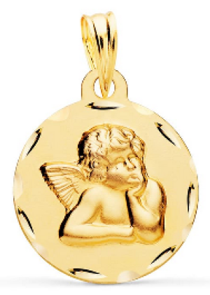 Orféva Médaille Ange bords ciselés Or Jaune 9K