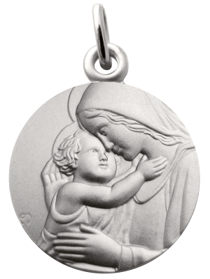 Martineau Médaille Vierge à l'enfant "Moment de tendresse"  en argent