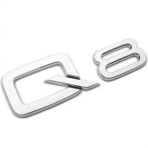 Chrome Q8 rear boot lid lettering badge emblem for Audi.