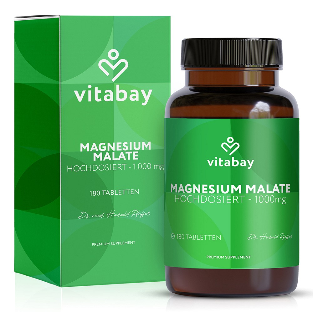 Magnesium Malat 1000 mg Di-Magnesium-Malat Muskel Nerven Energie vegan Tabletten 180 St