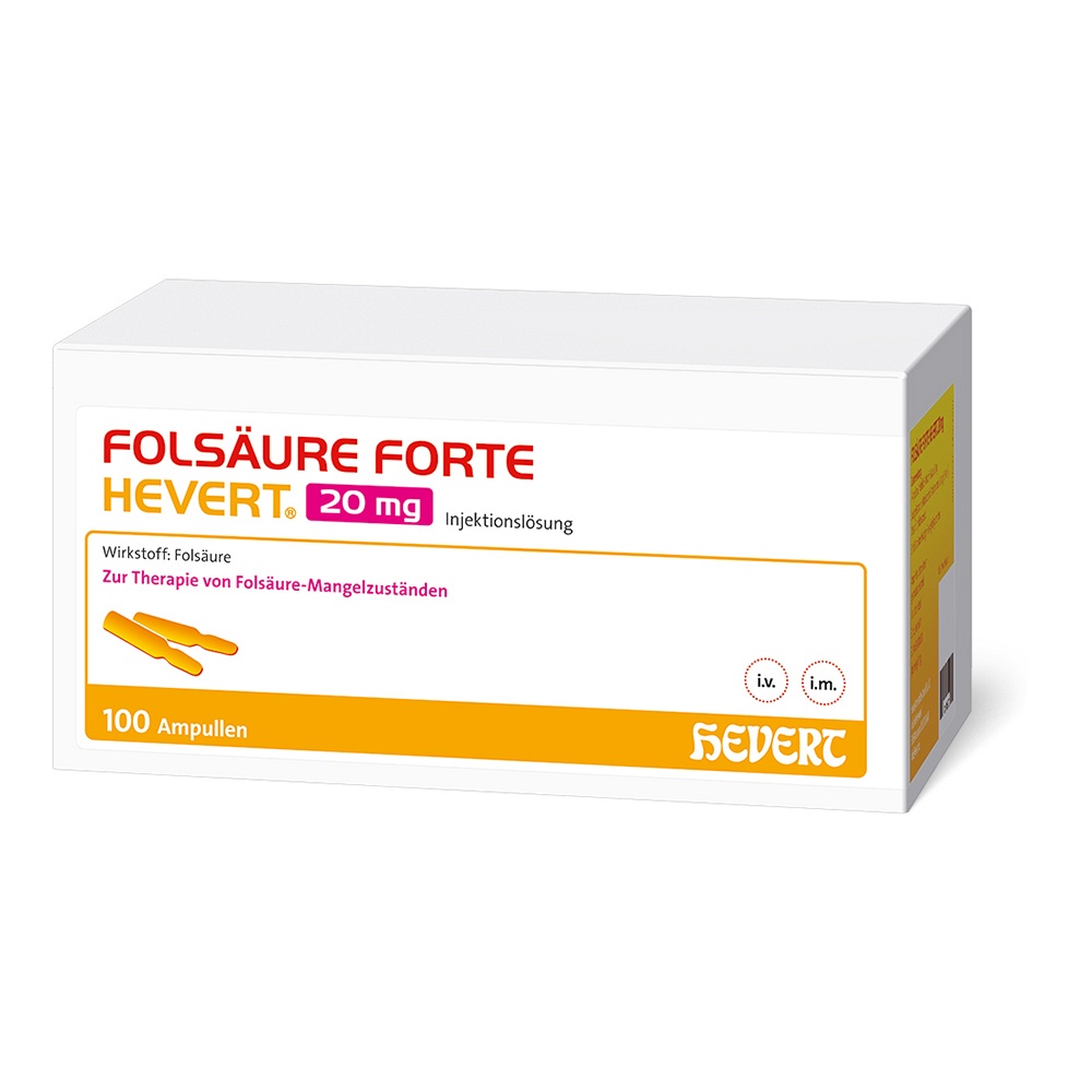 FOLSÄURE FORTE Hevert 20 mg Inj.-Lösung Amp. 100X2 ml