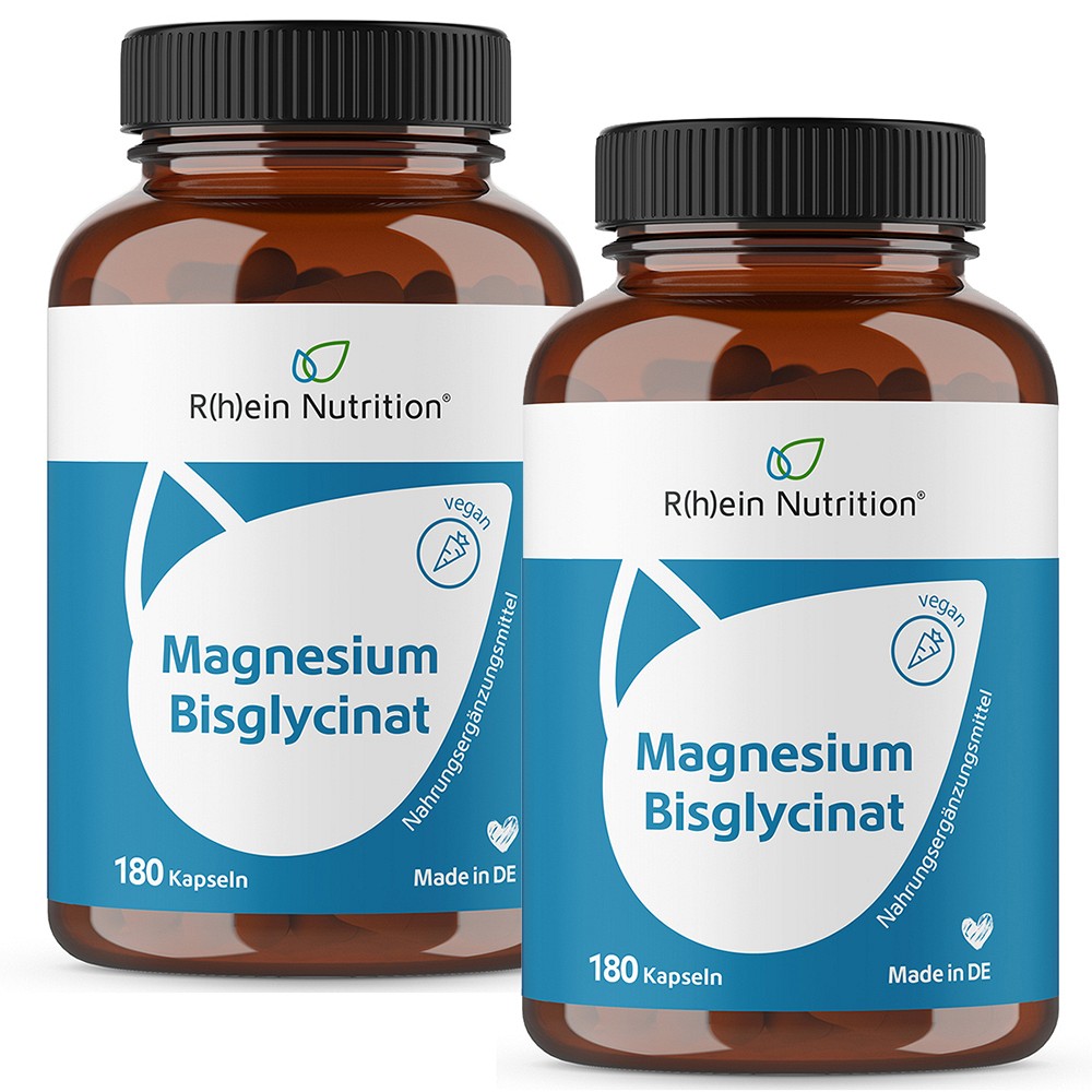 Magnesium Bisglycinat Hochdosiert Vegan Kapseln - Doppelpack 2X180 St