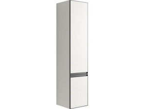 Hochschrank Benaro, 2 Türen, weiß matt lackiert, Anschlag links, 350x1625x370mm