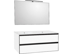 Badmöbel-set Benaro m. Spiegel, weiss matt, 2 Auszüge, Breite 1210mm