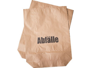 Papiersäcke braun 70 l, Kraftsackpapier nassfest Aufdruck: 'ABFÄLLE' VPE 25 Stück