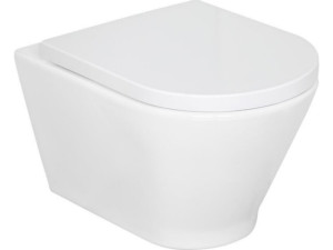 Evenes Alaseja Wand-Tiefspül WC spülrandlos, Softclose WC-Sitz Edoma, Keramik, Weiß, wandhängend