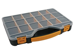 Perel Werkzeugkasten OMR13, 18 verstellbare Fächer, kompakt 326x257x48mm, für Kleinteile-Organisation