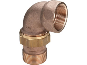 Gewindefitting Rotguss Verschraubung flachdichtend Winkel 90Gr DN25 (1") IGxAG