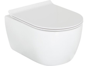 Wc-set Aksai, spülrandlos, Evenes Wand-Tiefspül-WC & Sandwich WC-Sitz, Softclose, Keramik, Weiß