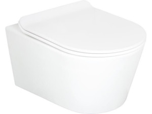Wc-set Evenes Kuraika, Wand-Tiefspül WC spülrandlos, Keramik, Weiß, Softclose WC-Sitz, Edelstahl Scharniere
