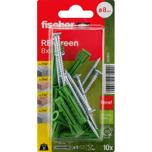 Fischer RB 8x40 Green S K 8mm 40mm für Beton, Kalksandstein, Mauerwerk VPE 10 Stück