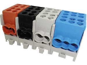 Hauptleitungs-abzweigklemme Farbe: braun,schwarz,blau,grau 8xEingang 25mm²/10xAusgang 16mm²