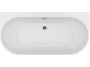 Raumspar-badewanne Arnon BxHxT:1660x580x800mm mit Klicker-Ablaufgarnitur und Schlitzüberlauf chrom, Acryl weiß