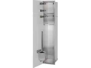 Wc-wandcontainer Edel.gebürstet Flat 800 2 graue Glastüre links