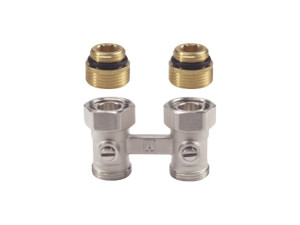 Logafix Hahn-Block HBE1/2"x3/4", Eck 1/2"IG Zweirohr