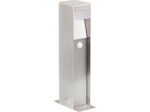 Garten-leuchte aus Edelstahl gebürstet, LED 1,8W - 200lm, 600mm 3x Schukosteckdose + Bewegungsmeld.