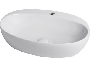 Aufsatz-waschtisch Clas, 600x420mm aus Keramik, weiß mit Hahnloch