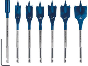 Flachfräsbohrer BOSCH 7-teilig Expert SELFCUT d 16/18/20/22/25/32mm, Länge 152 mm mit 1/4' Sechskantaufnahme