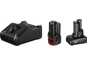 Akku-set BOSCH 12V mit 1x 2,0 und 1x 4,0 Ah Akkus und Ladegerät