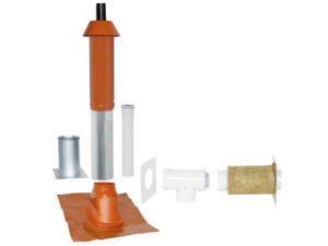 Grundpaket Unifix 165, Schrägdach, 25° - 45°, DN80/125 rot,0,4m