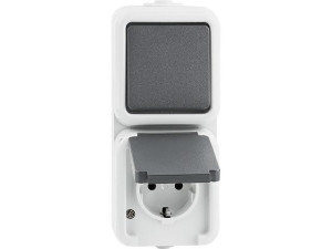 Ap-kombination IP 54, Wechsel-Schuko, grau D 6666 WAB