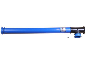 T-stück DEHOUST/KAUTEX Tanktyp PE 750 mit blauer Füllleitung und Schellenmontage