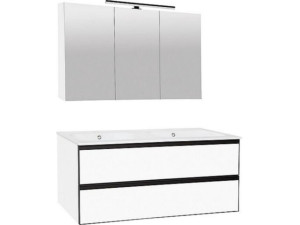 Badmöbel-set Benaro m. Spiegelschrank, weiss matt, 2 Auszüge, Breite 1210mm