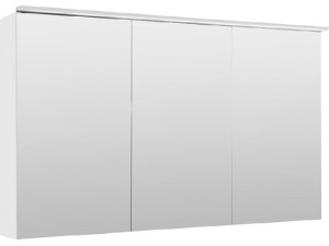 Spiegelschrank Lossa mit LED-Aufsatzleuchte 3 Türen weiß matt 1200x750x194 mm